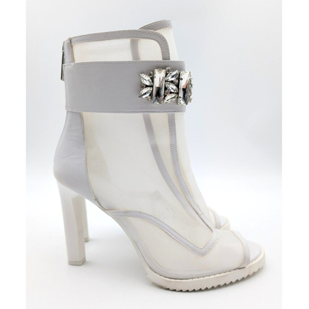 Karl Lagerfeld Blayze Mesh Ankle Heel Booties Women's White Size US8M EU38.5B - Picture 3 of 11